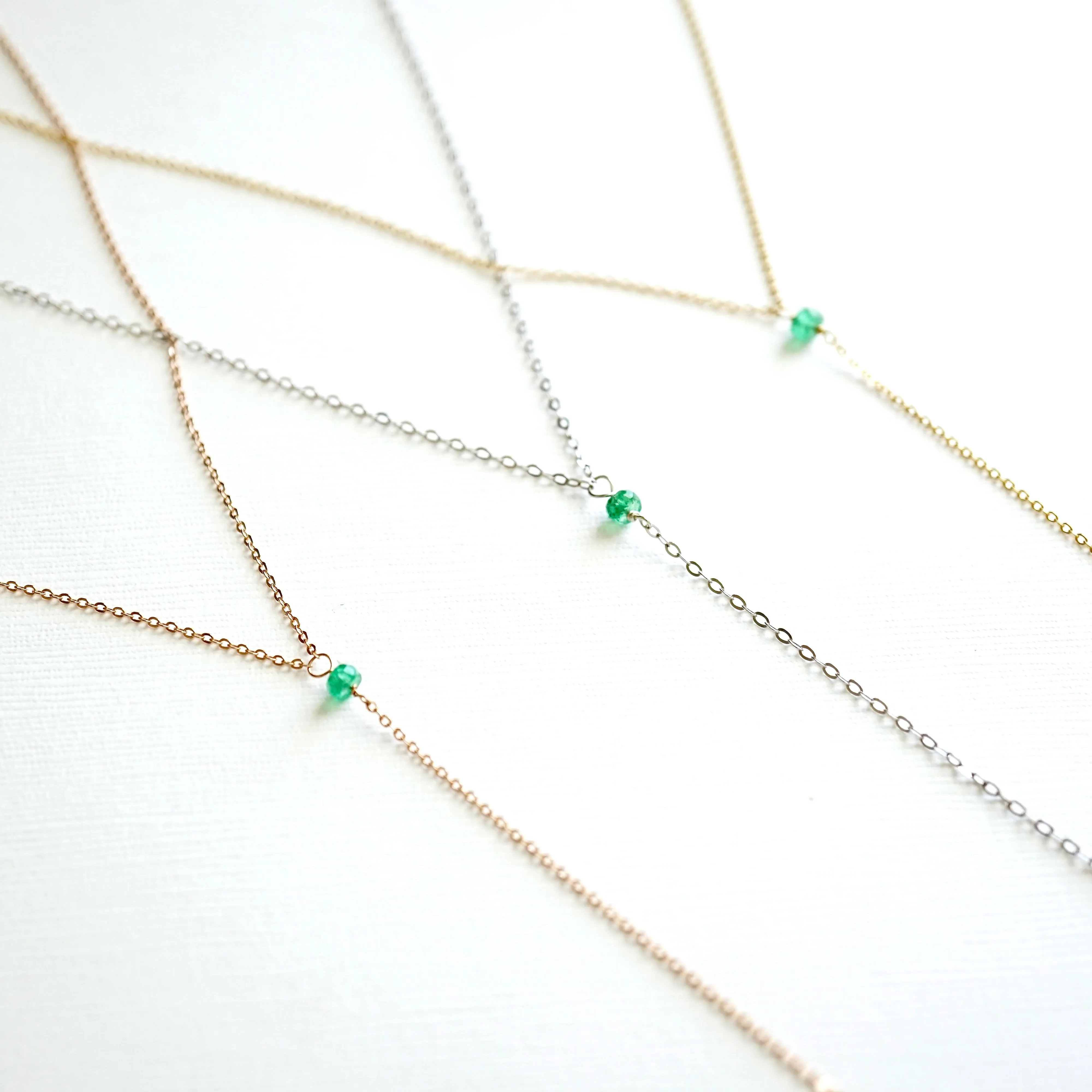 Emerald Green Necklace, Emerald Lariat Necklace