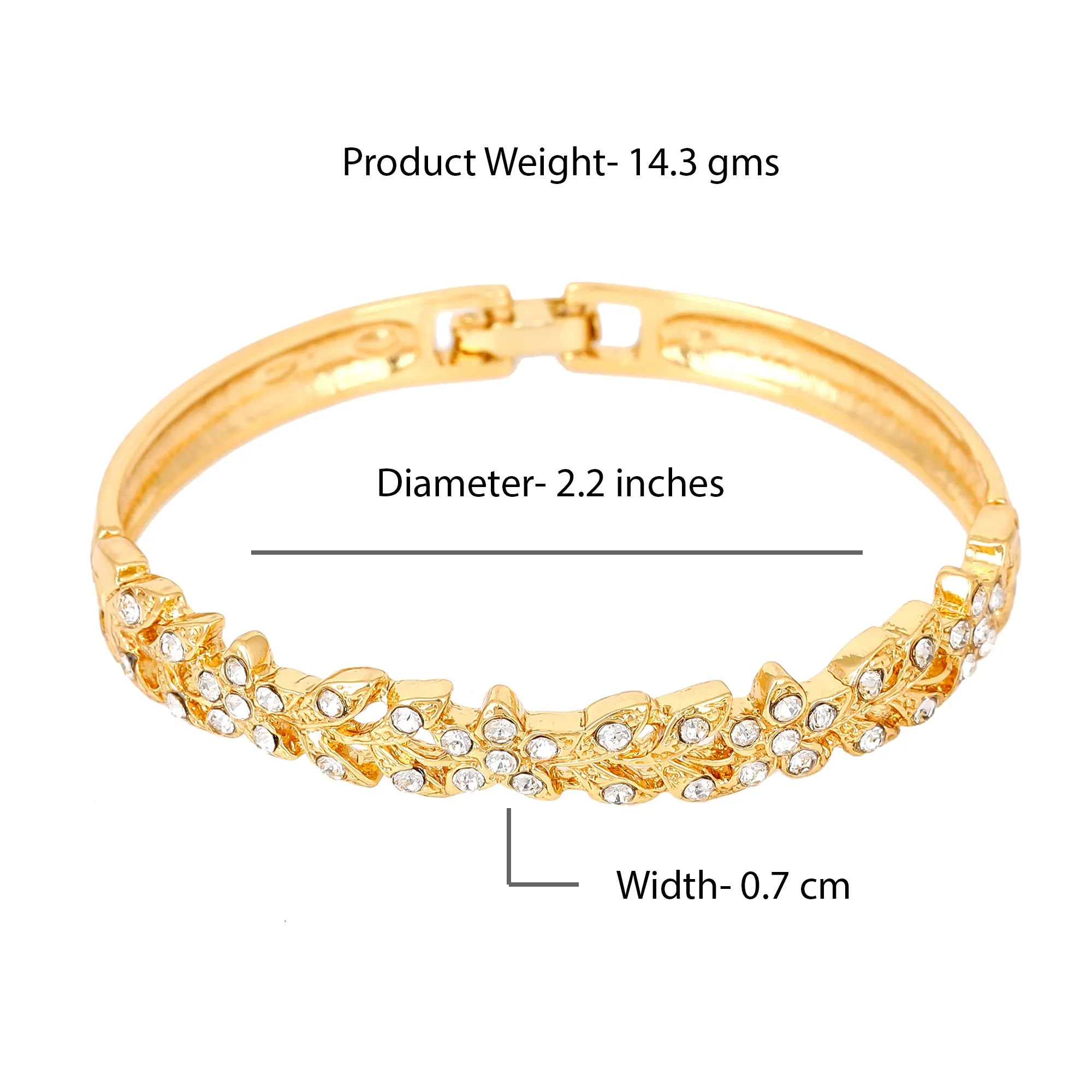 Estele Gold Plated Crystal Studded Bangle Bracelet for Girls and Women