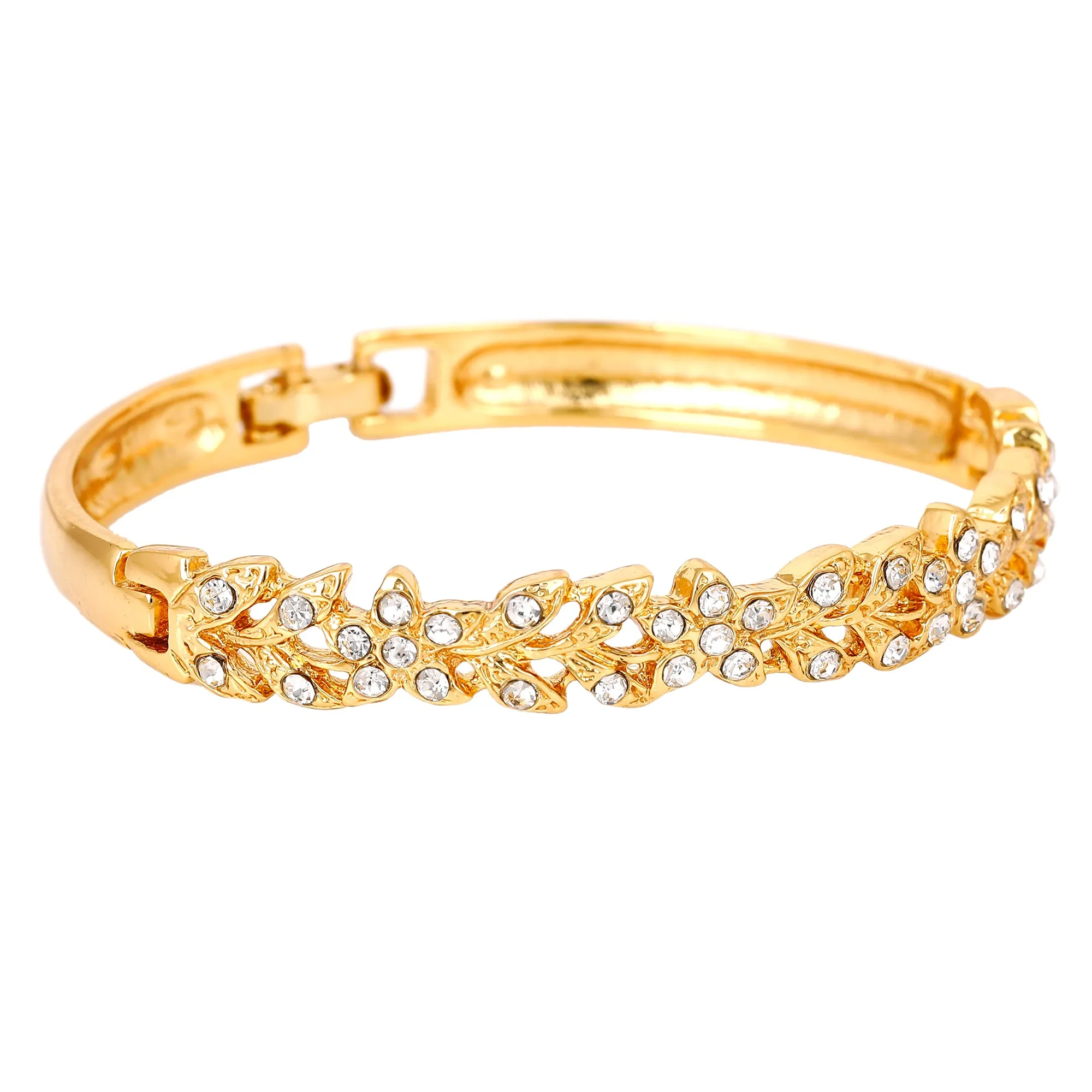 Estele Gold Plated Crystal Studded Bangle Bracelet for Girls and Women