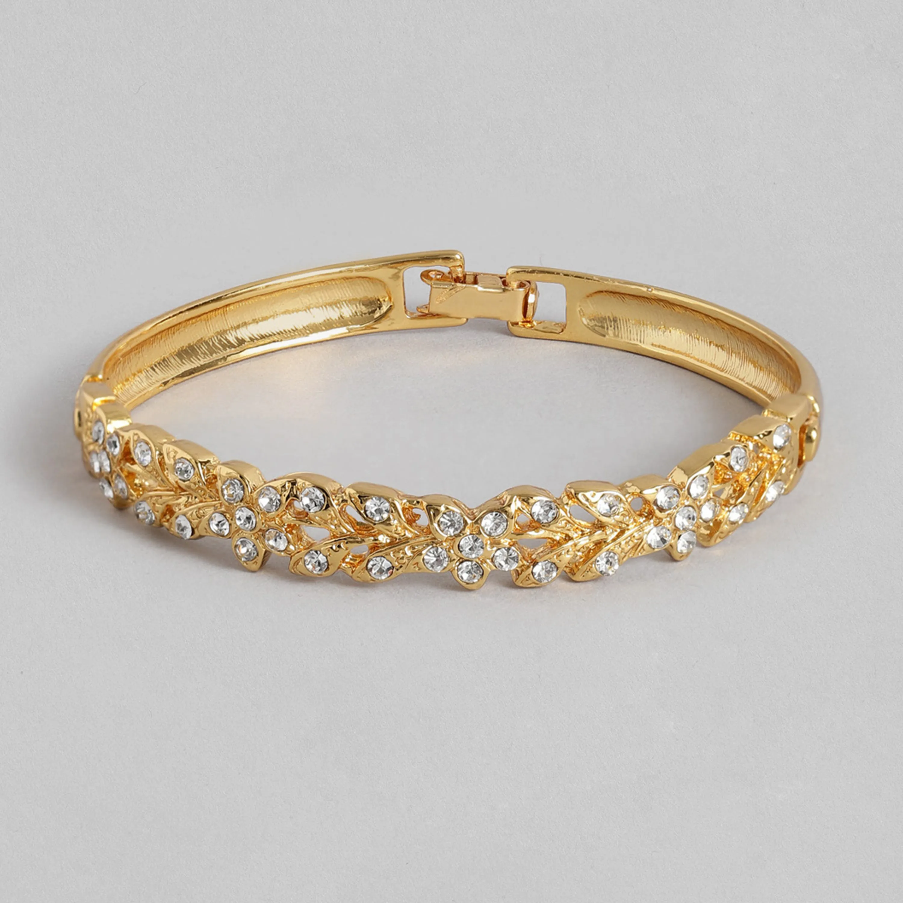 Estele Gold Plated Crystal Studded Bangle Bracelet for Girls and Women