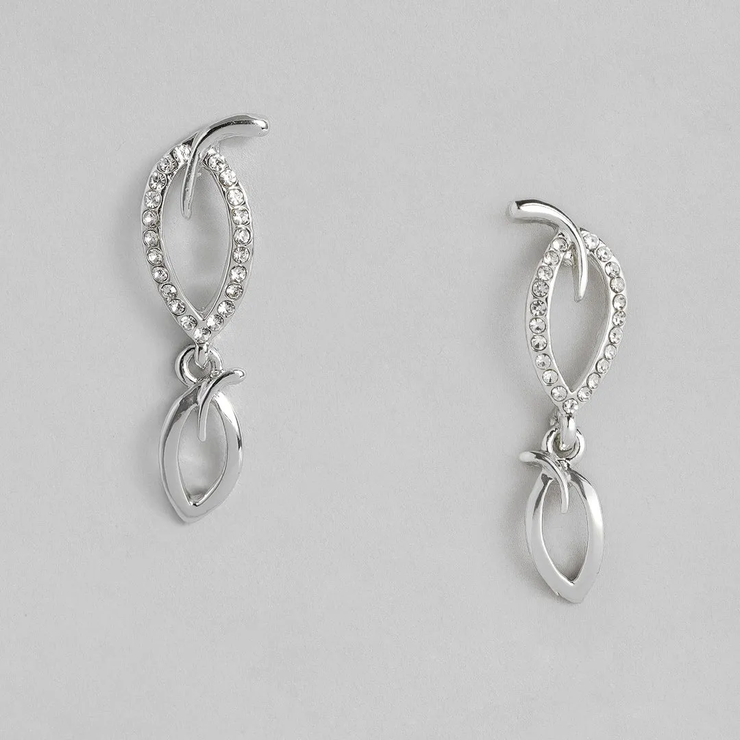 Estele - Simply Leafy Diamante silver plated Neckalce Set