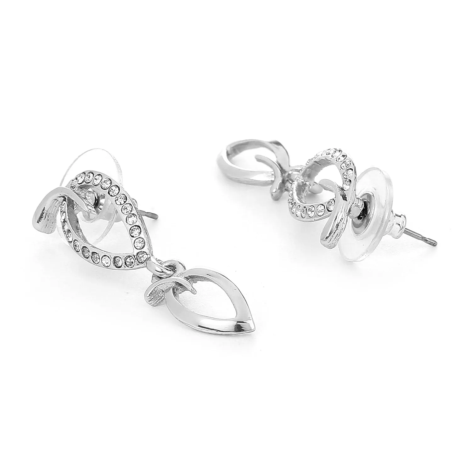 Estele - Simply Leafy Diamante silver plated Neckalce Set