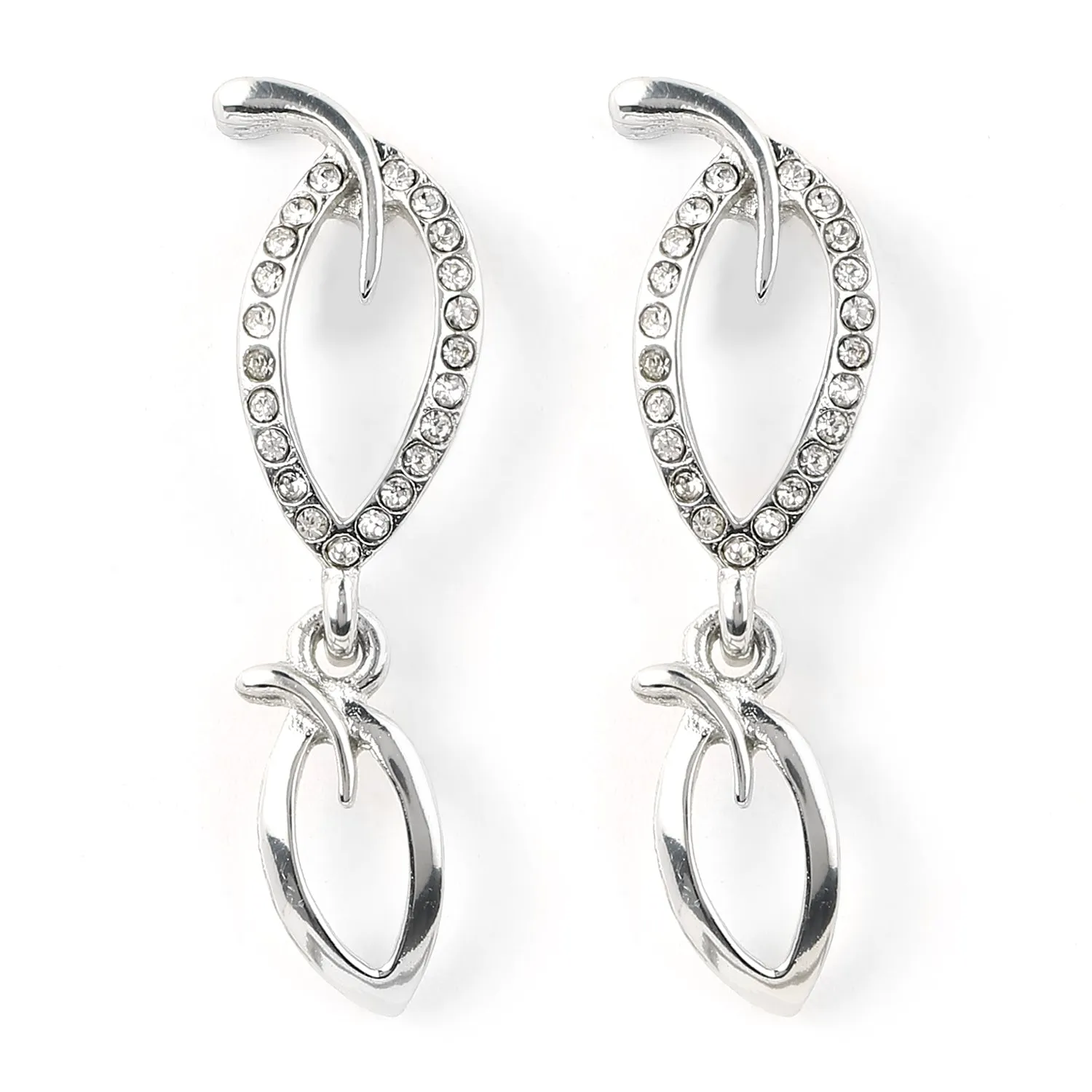 Estele - Simply Leafy Diamante silver plated Neckalce Set