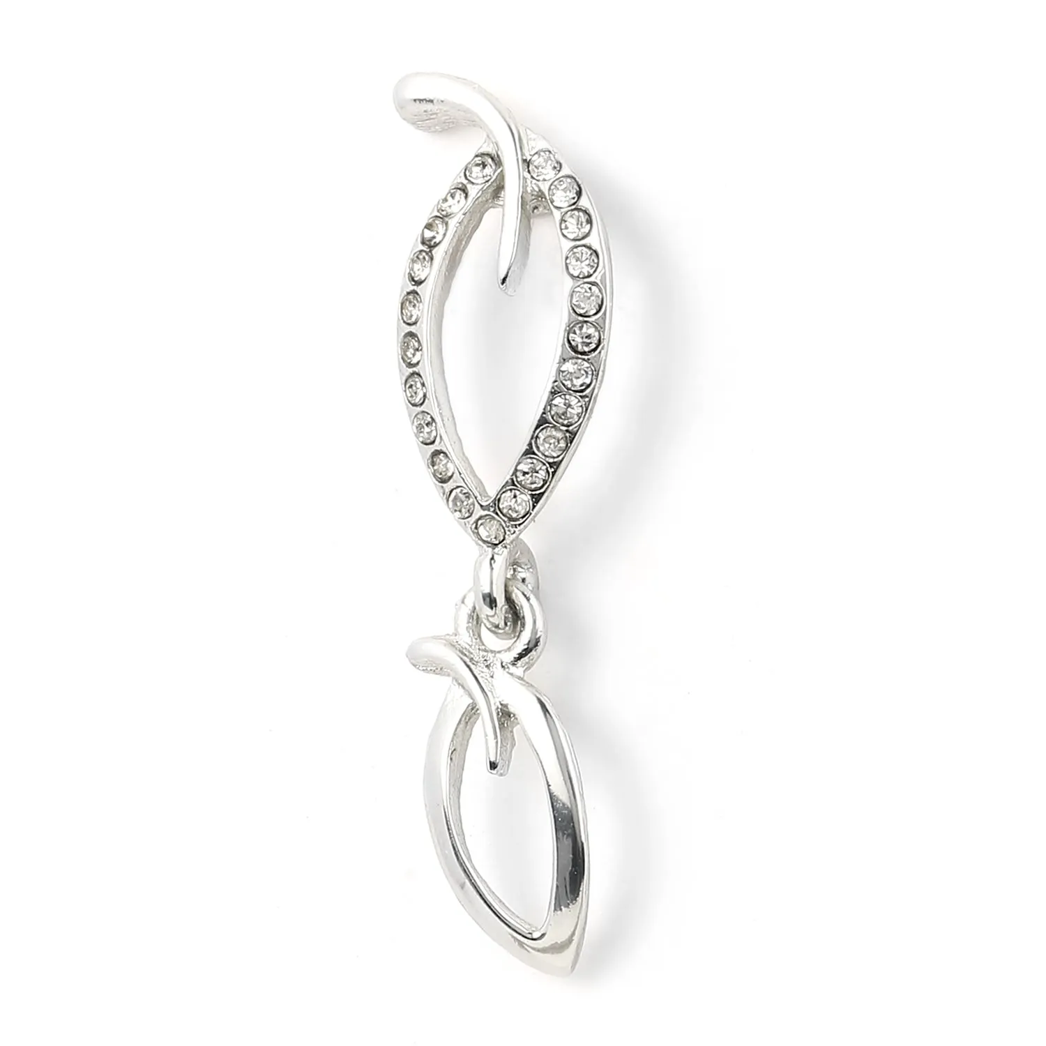 Estele - Simply Leafy Diamante silver plated Neckalce Set