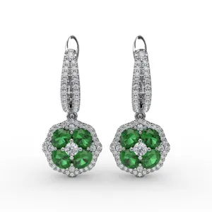 FANA Emerald and Diamond Cluster Drop Earrings ER1576E