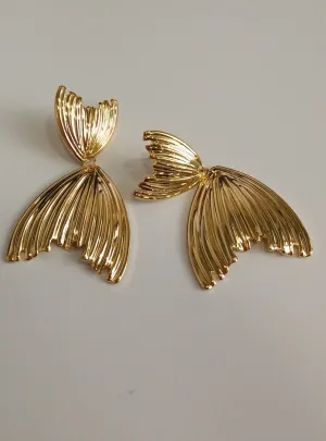 Fishscale Charms Gold Earrings