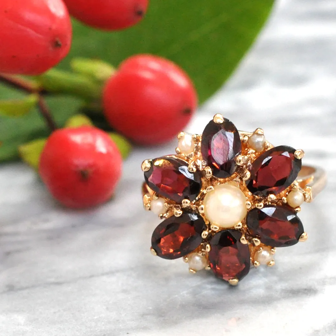 Garnet & Pearl Ring