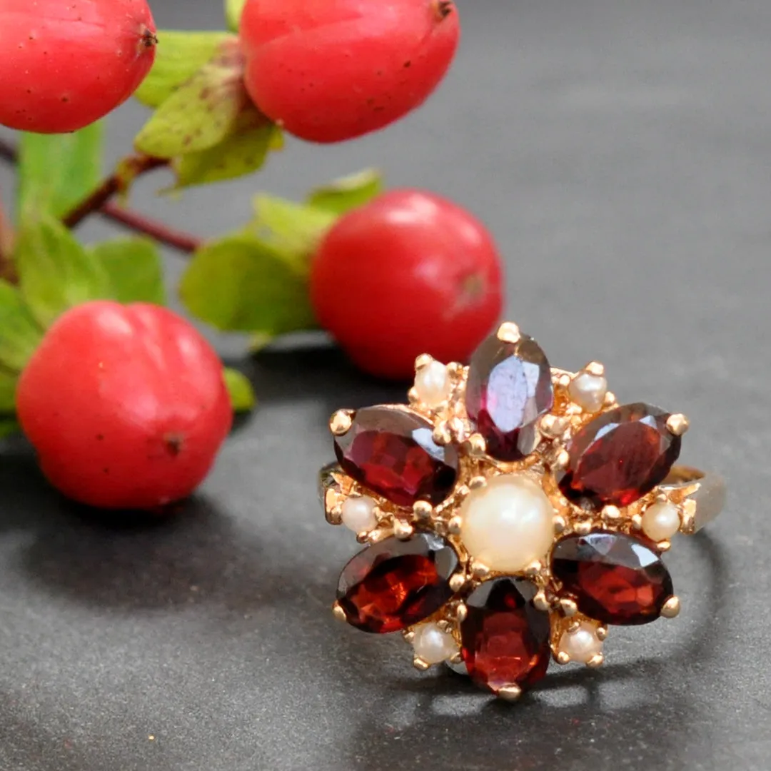 Garnet & Pearl Ring