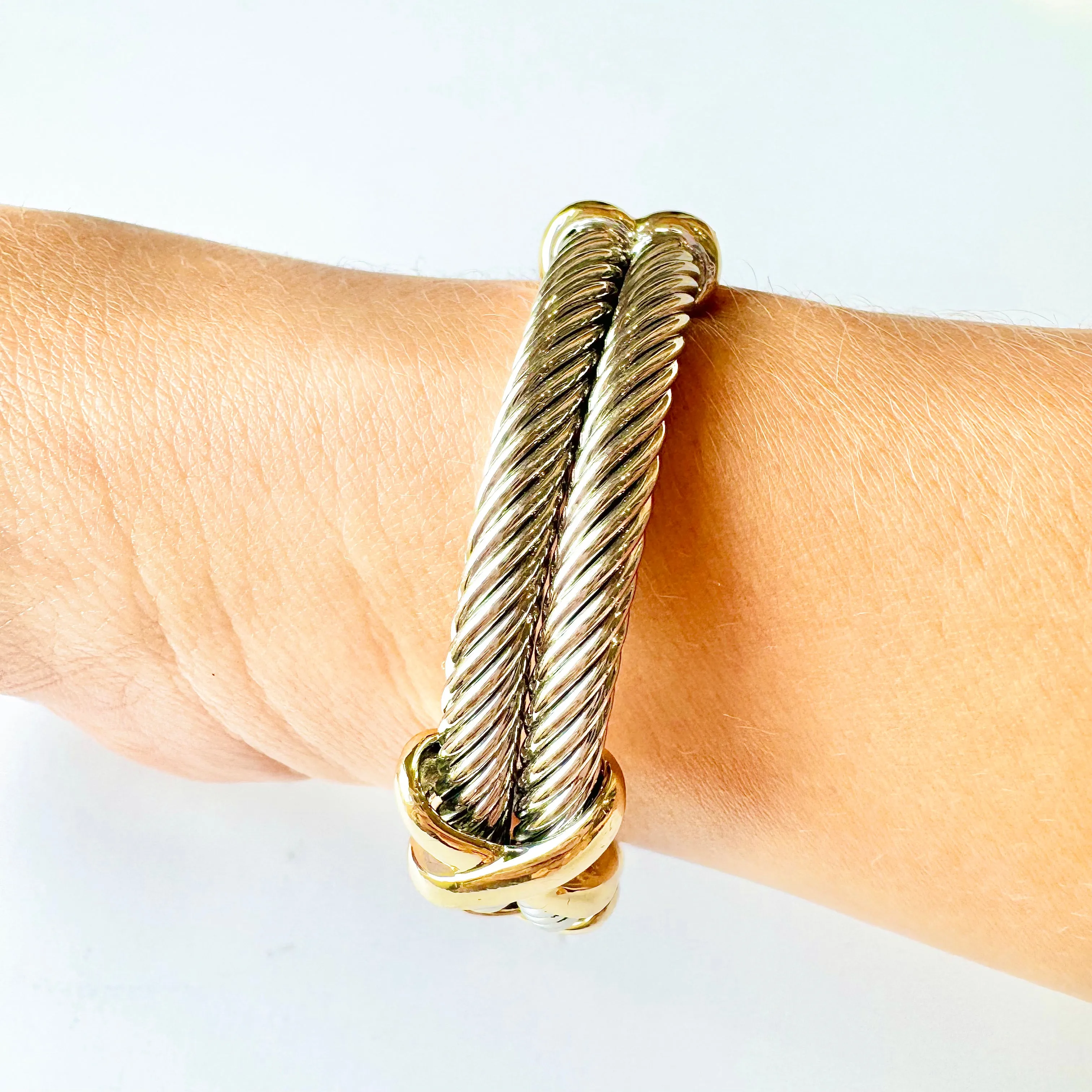 Gold & Silver Cable Cuff Bracelet