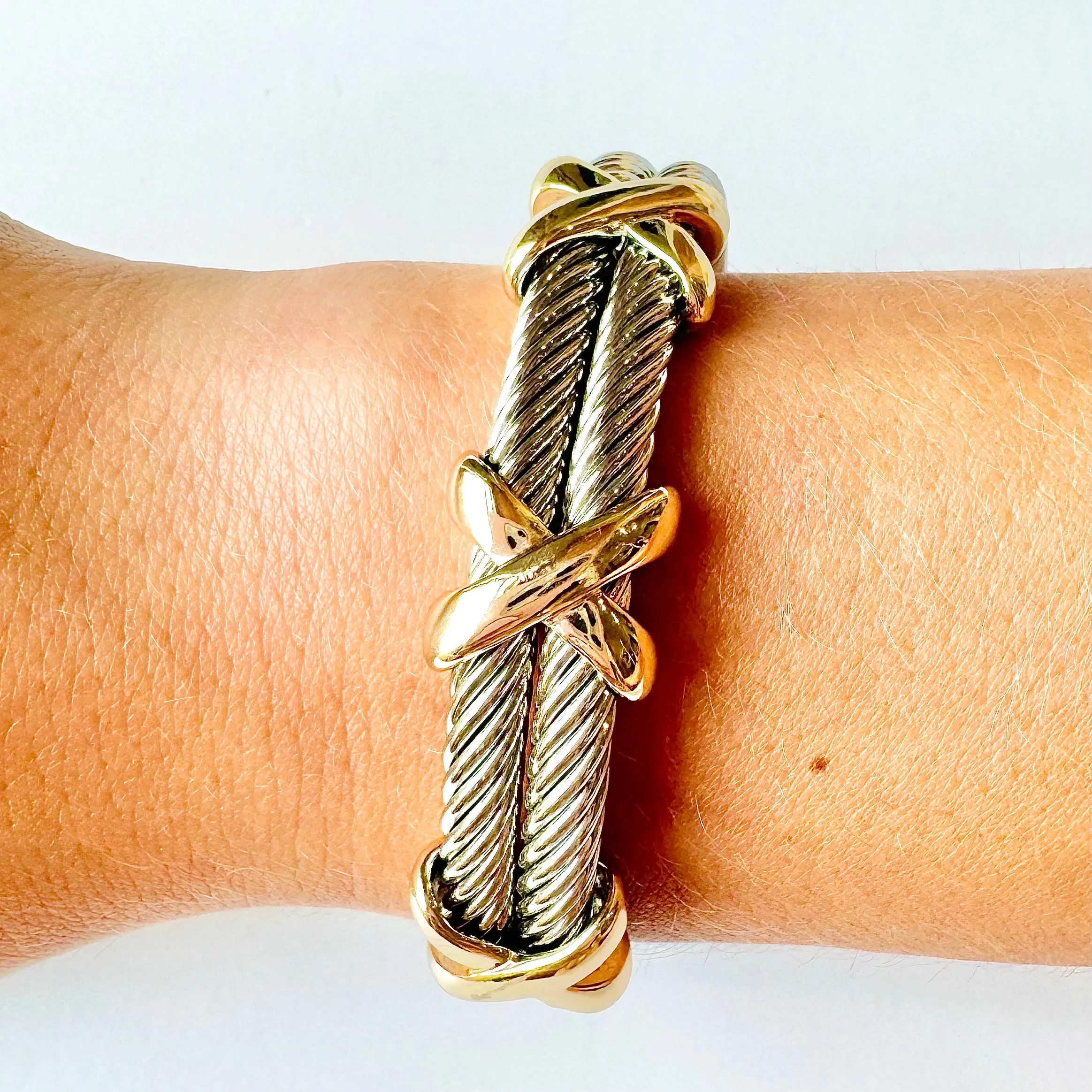 Gold & Silver Cable Cuff Bracelet