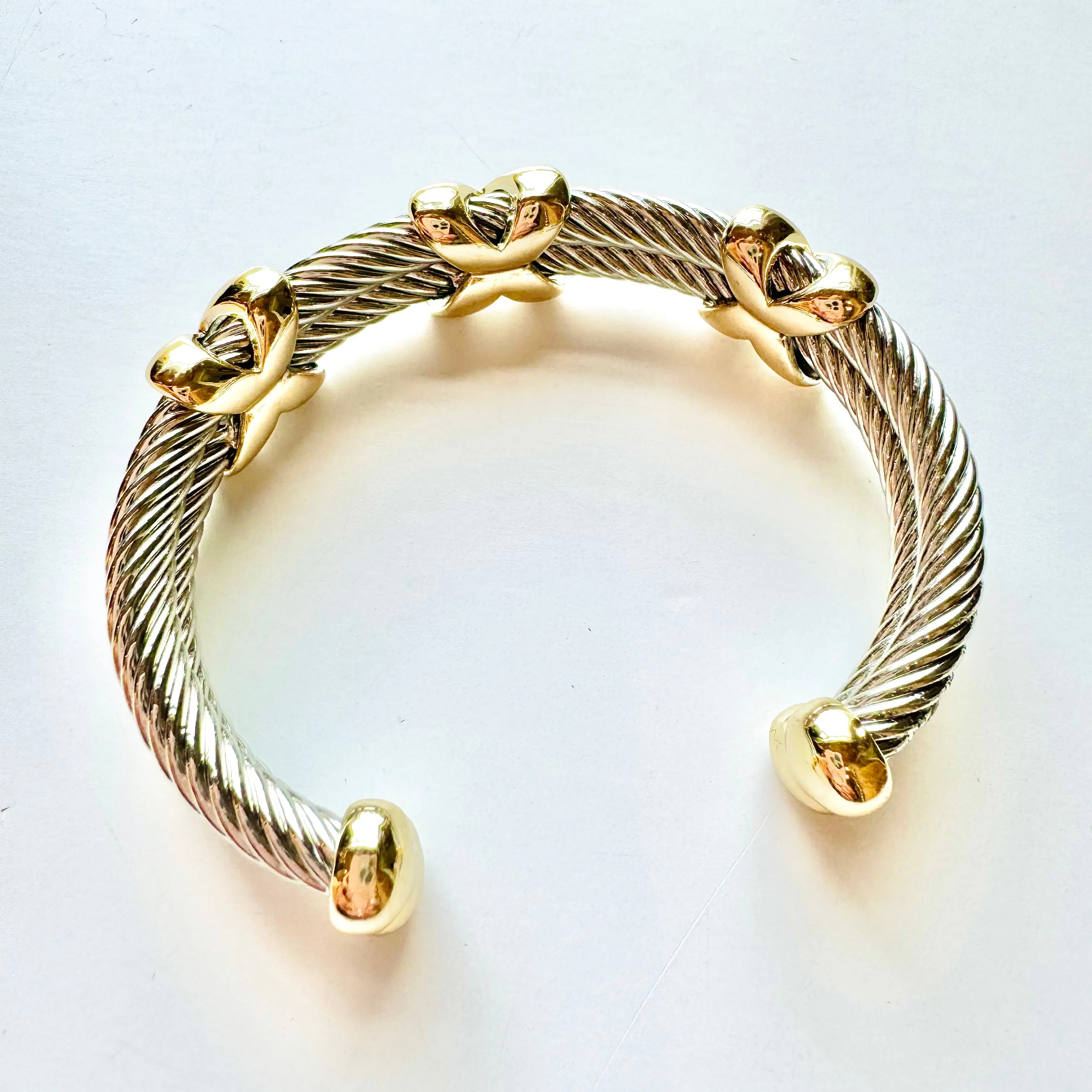 Gold & Silver Cable Cuff Bracelet