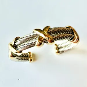 Gold & Silver Cable Cuff Bracelet