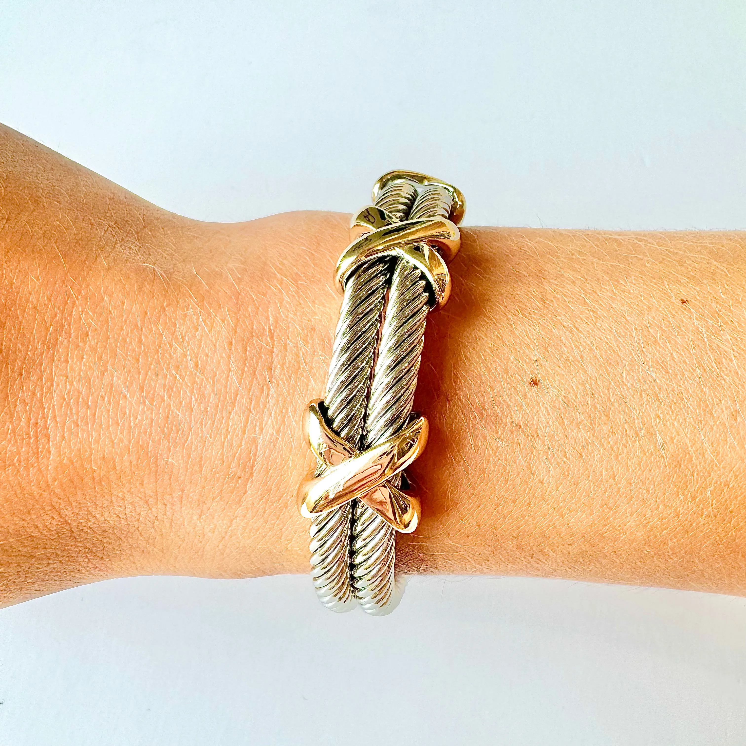 Gold & Silver Cable Cuff Bracelet