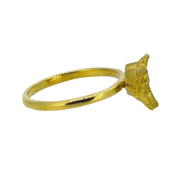 Gold Fox Head Ring