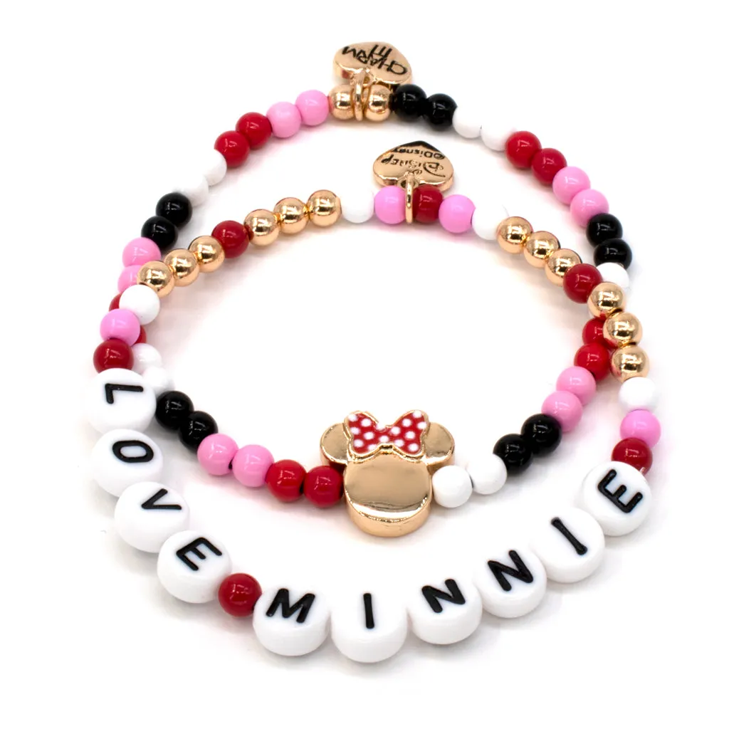 Gold Minnie Stretch Bead Bracelet Set