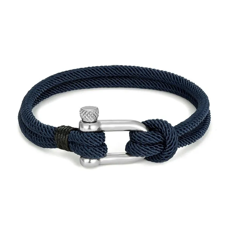 Gordi Silver U-Shape Shackle Solid Rope Bracelet