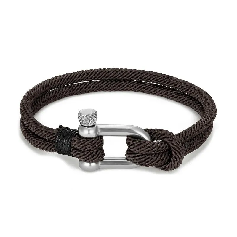 Gordi Silver U-Shape Shackle Solid Rope Bracelet