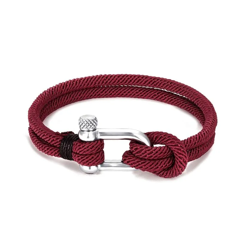 Gordi Silver U-Shape Shackle Solid Rope Bracelet