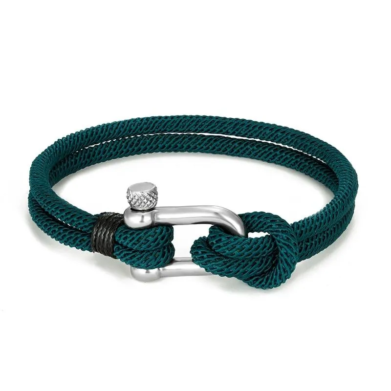 Gordi Silver U-Shape Shackle Solid Rope Bracelet