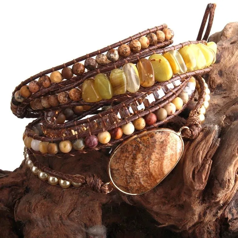 Handmade Natural Stone Bracelets - Semi-Precious Stone Wrap Bracelets