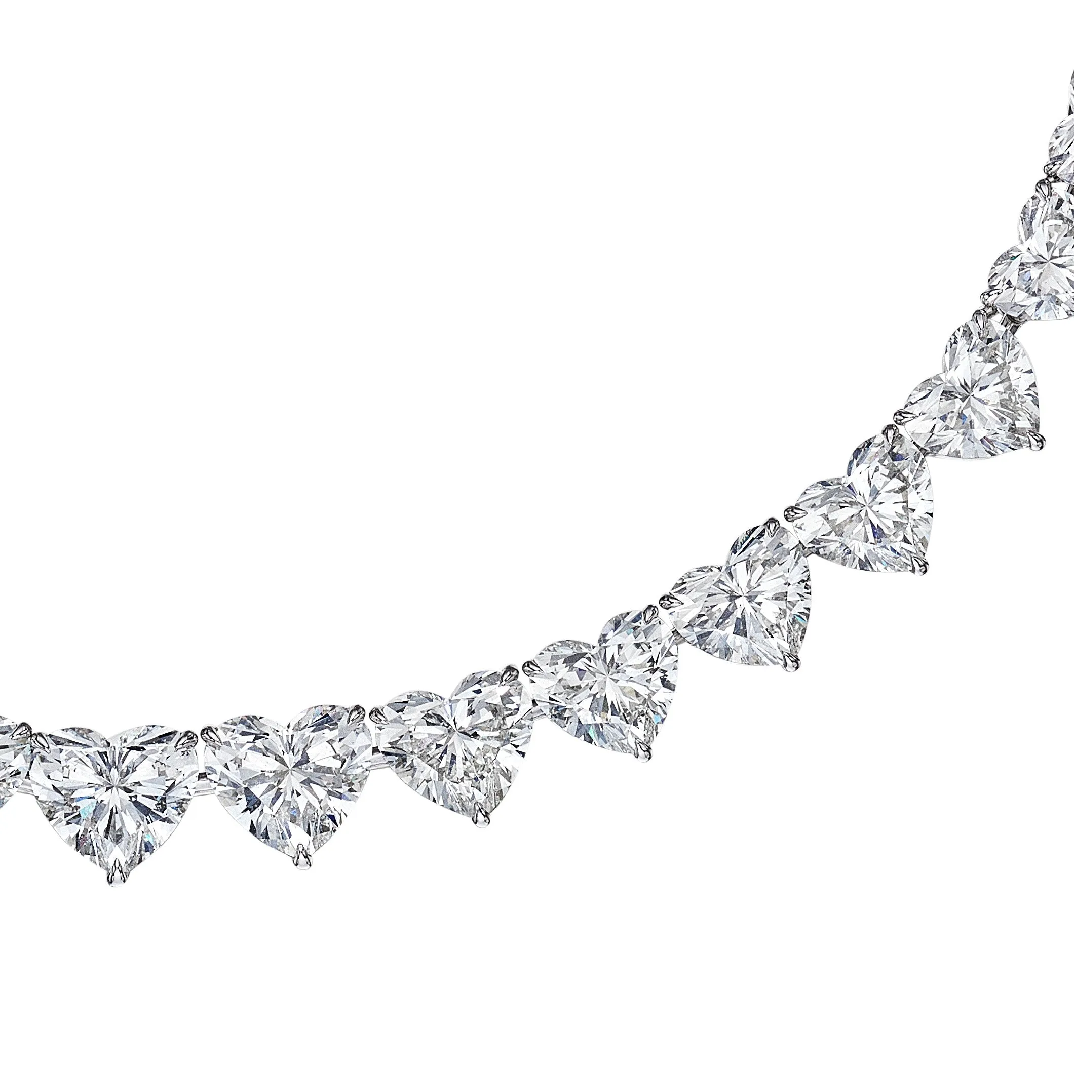 Heart Shaped Cut Riviera Diamonds Necklace, 50 CT