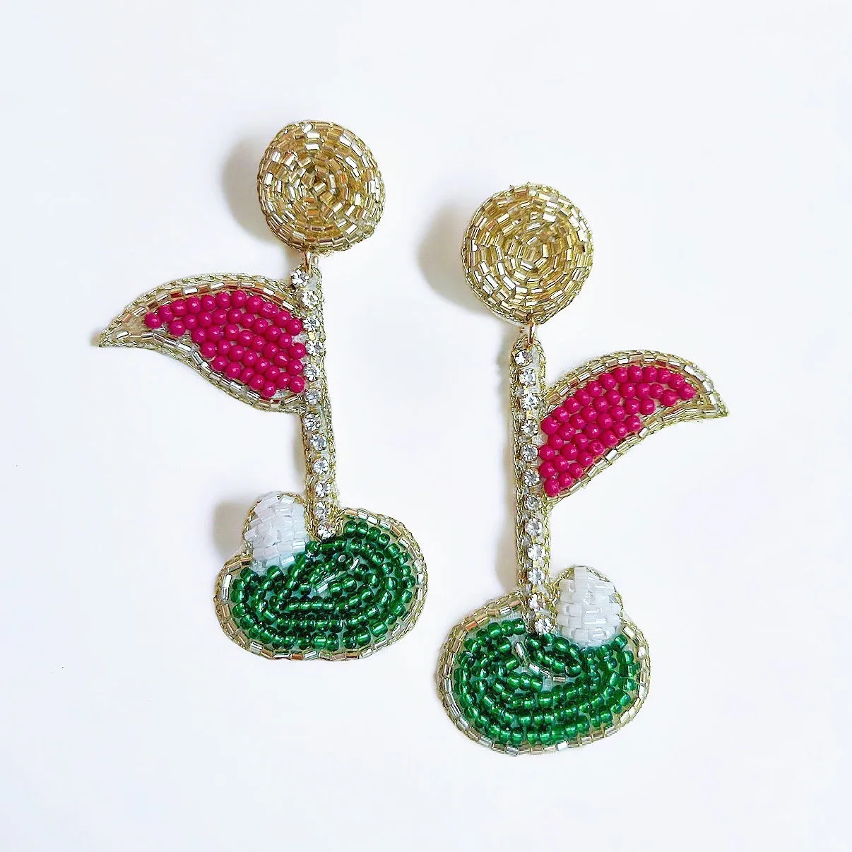 Hole in One Beaded Golf Earrings