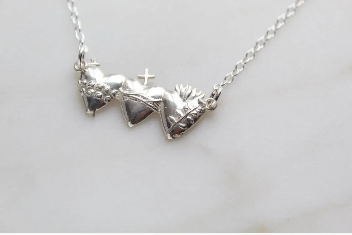 Holy Family Hearts® Necklace in Sterling Silver