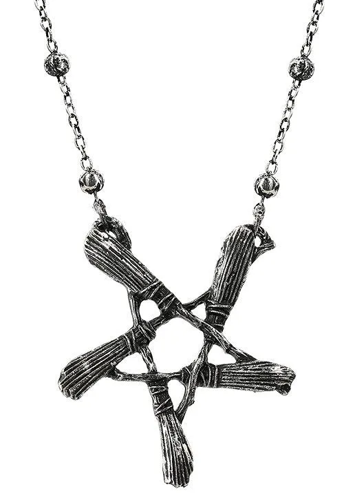 Instant Shipping! Broom Pentagram Pendant Necklace