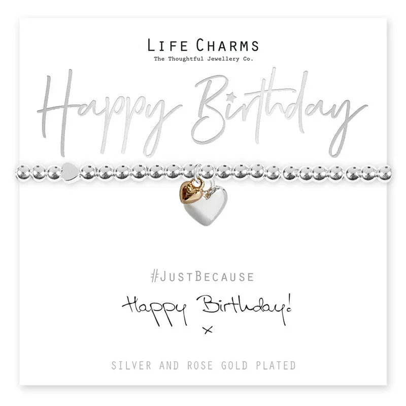 Life Charms Happy Birthday Hearts Bracelet