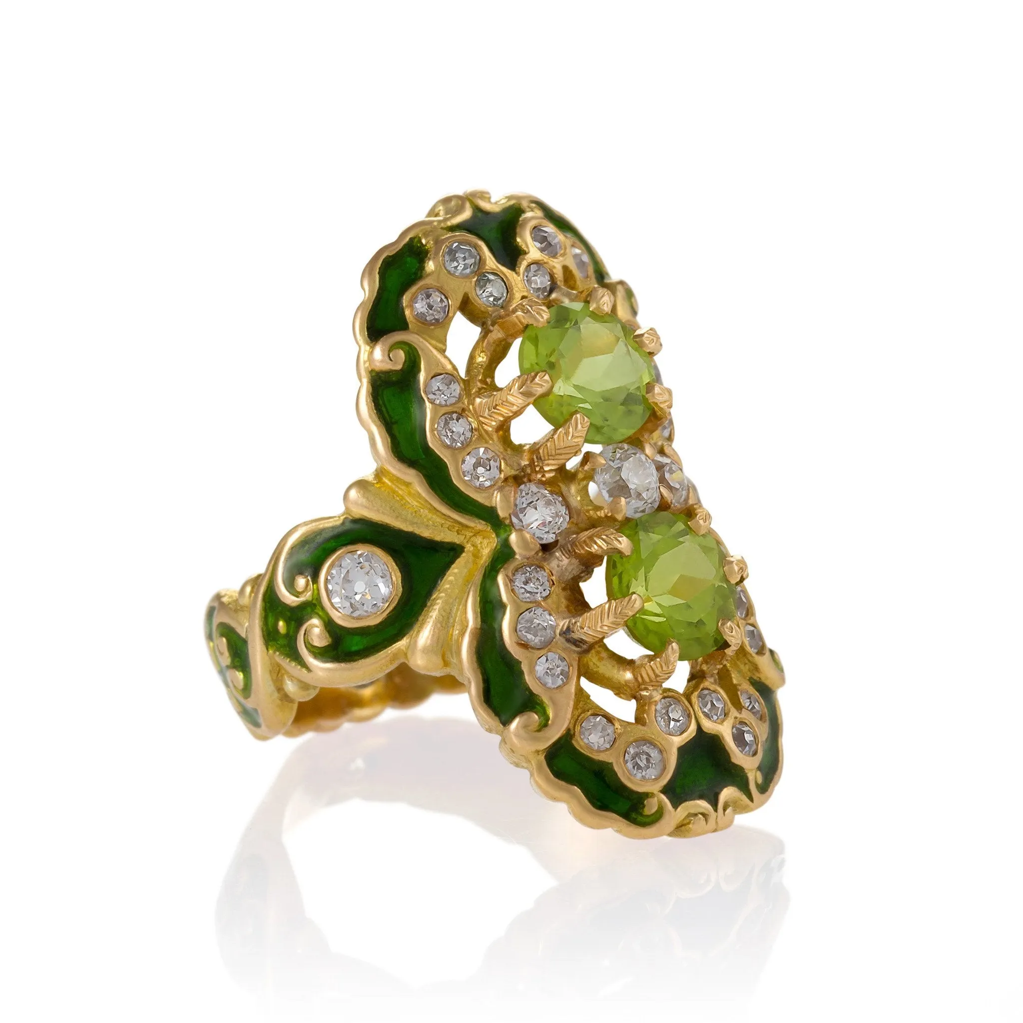 Marcus & Co. Double Peridot and Diamond Ring