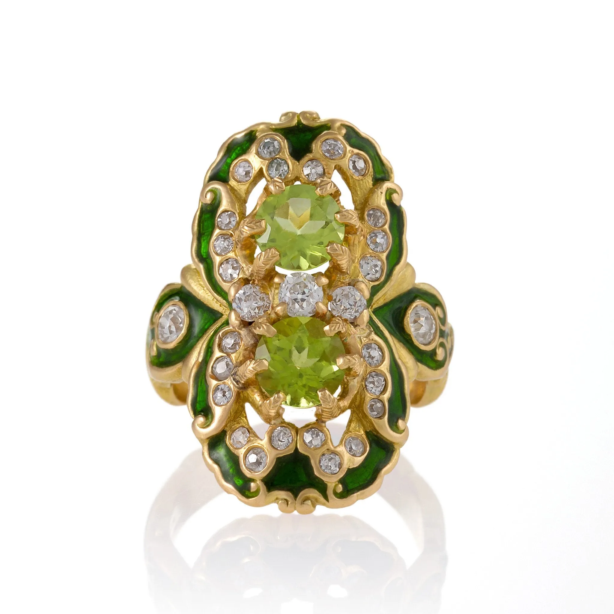 Marcus & Co. Double Peridot and Diamond Ring