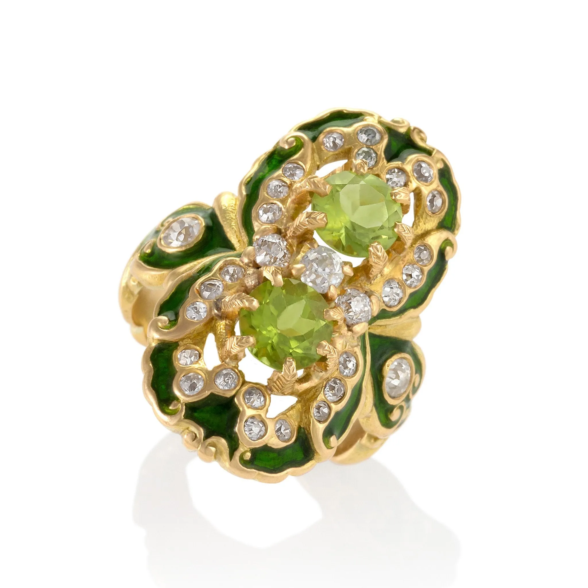 Marcus & Co. Double Peridot and Diamond Ring