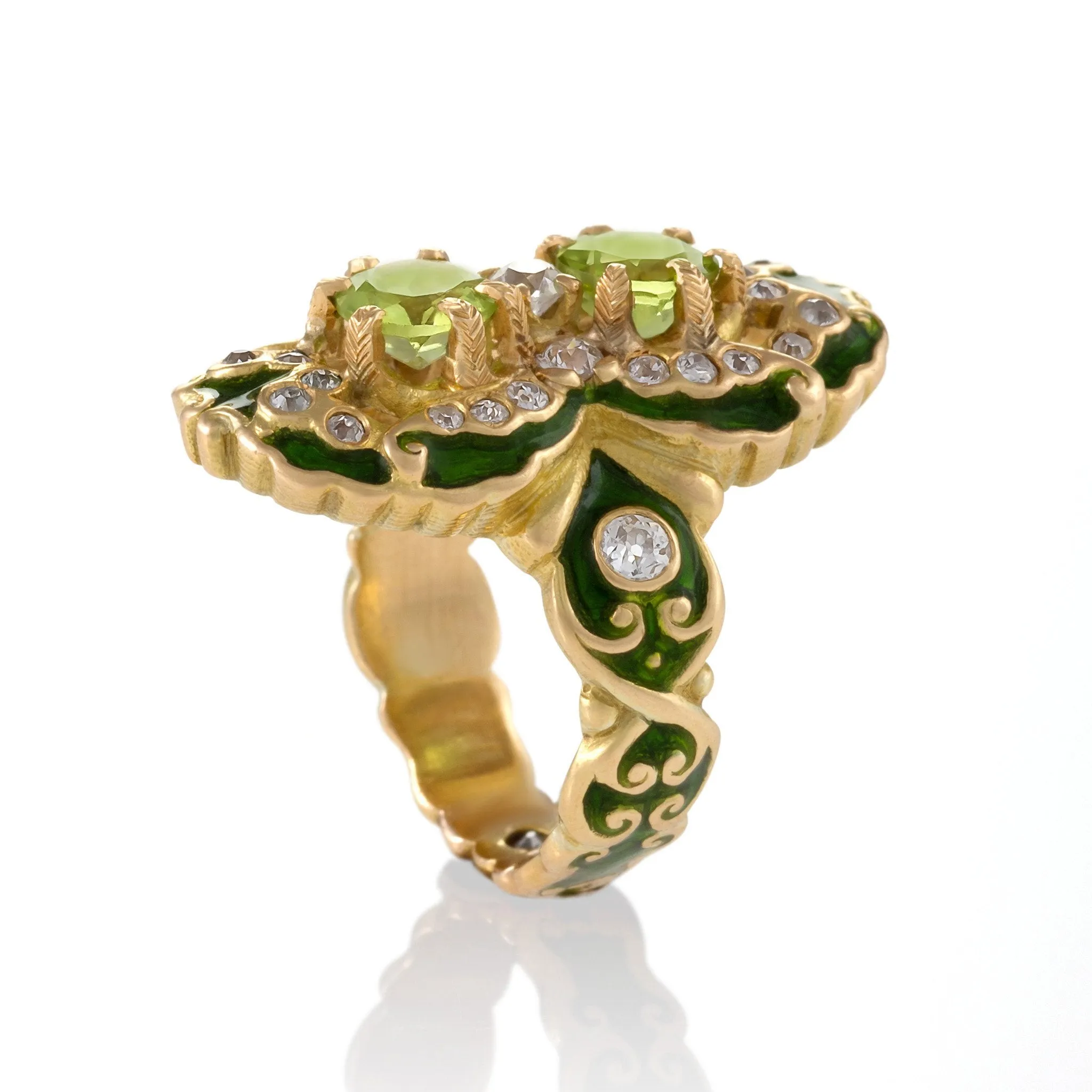 Marcus & Co. Double Peridot and Diamond Ring