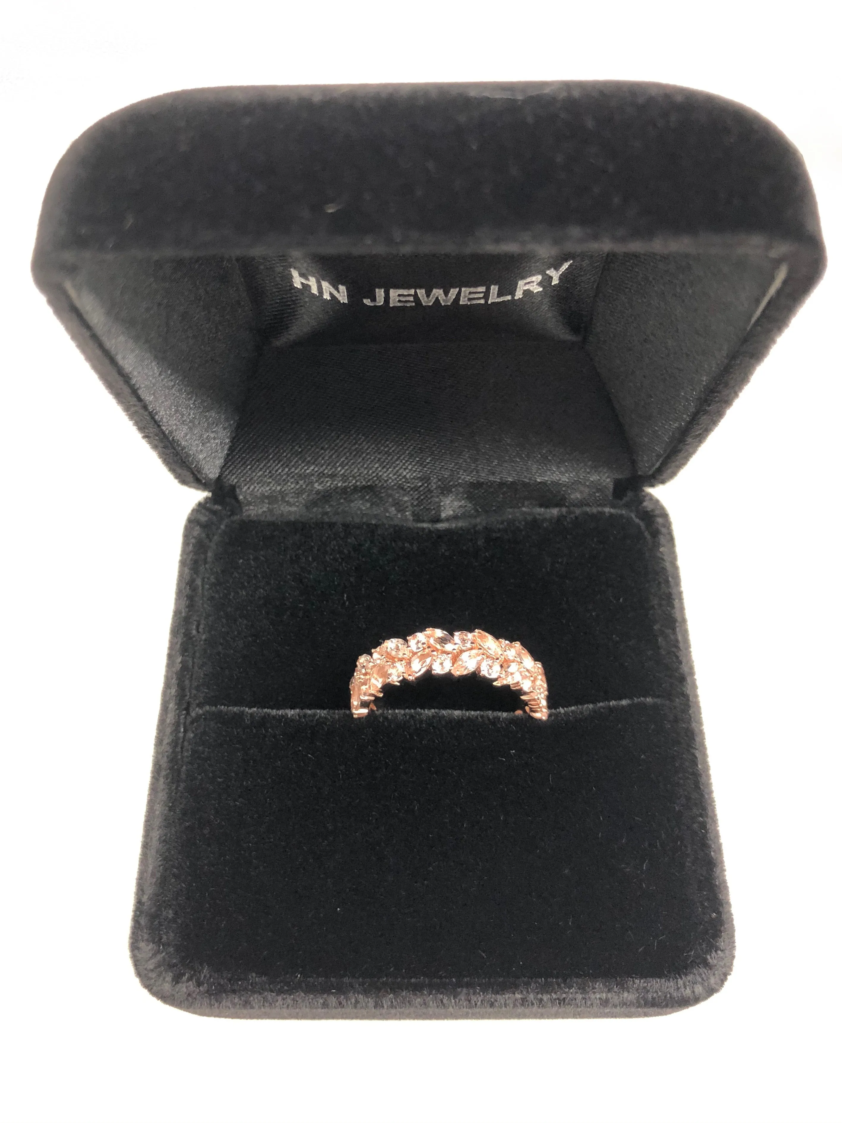 Marquise Cut Morganite Half Eternity Ring in Rose Gold