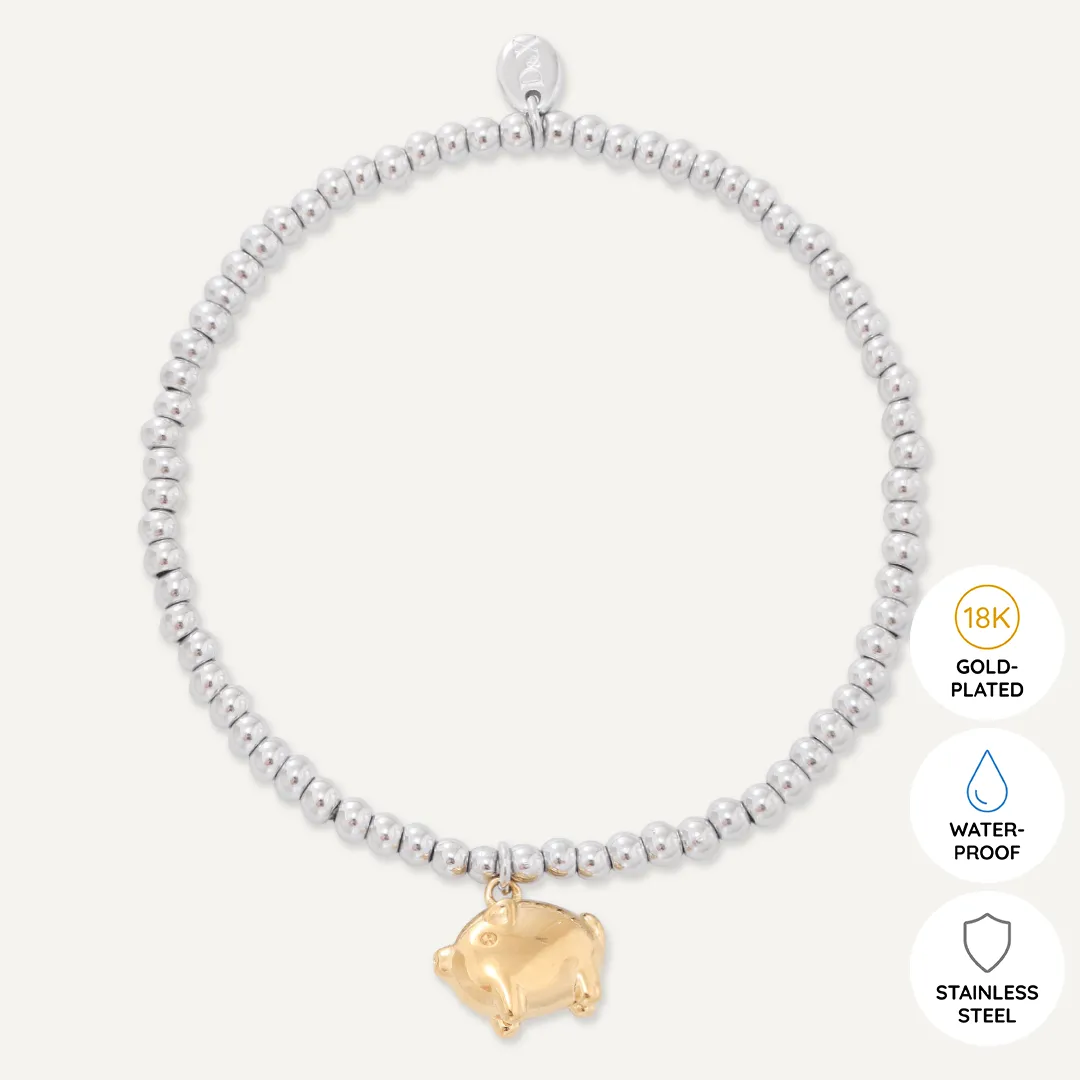 Memories: "YEAR OF THE PIG" | Pig Bracelet | White Gold & 18K Gold-Plated