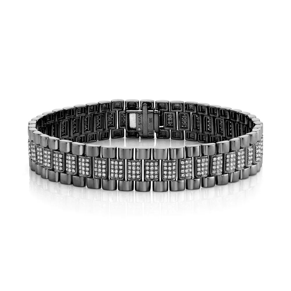 MEN'S DIAMOND PARTIAL PAVE RAIL LINK BRACELET