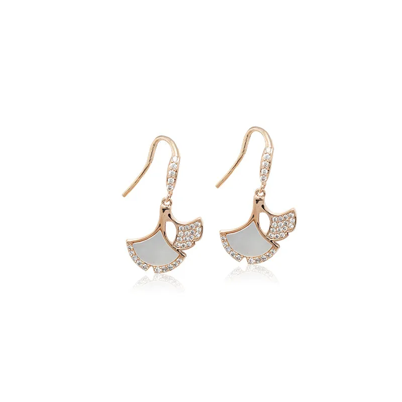 Mother of Pearl Ginko Leaf Earrings