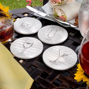 NEW! Cocktail Coasters Set of 4 Made in USA x334