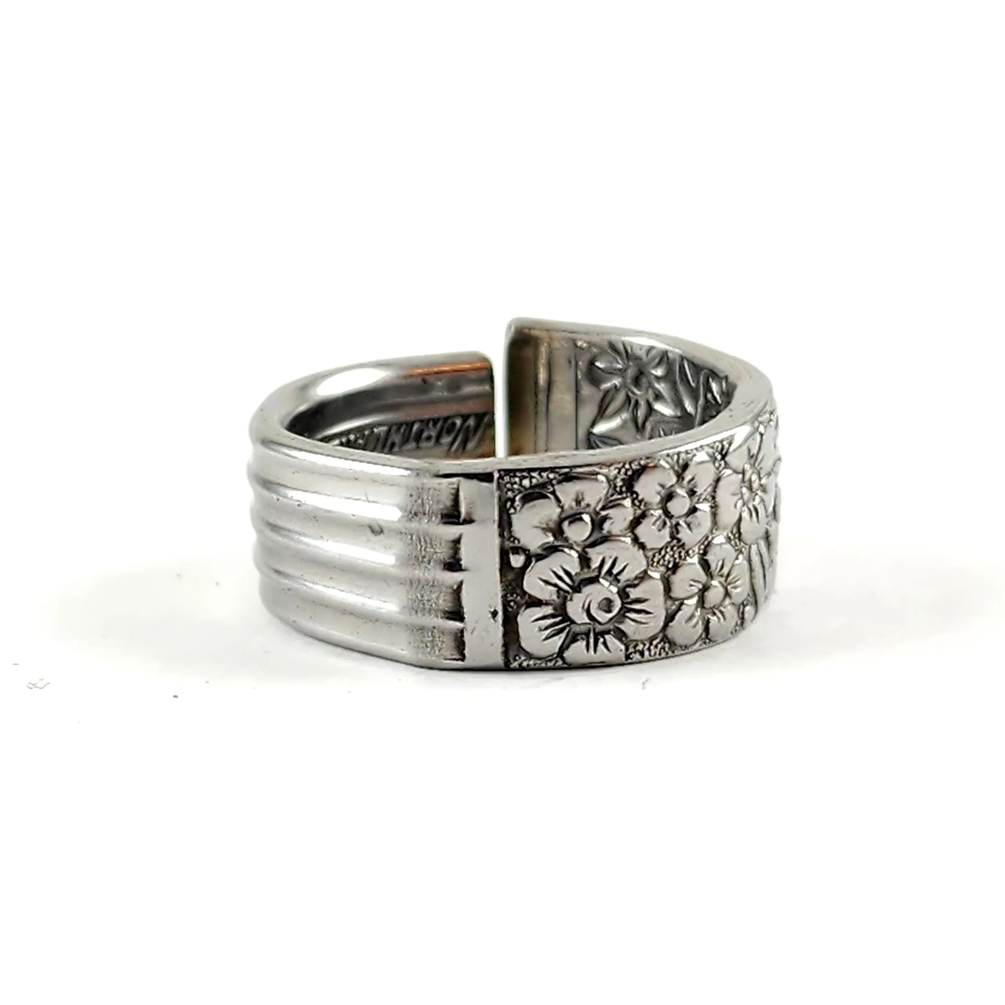 Northland Wildwood Stainless Steel Floral Spoon Ring