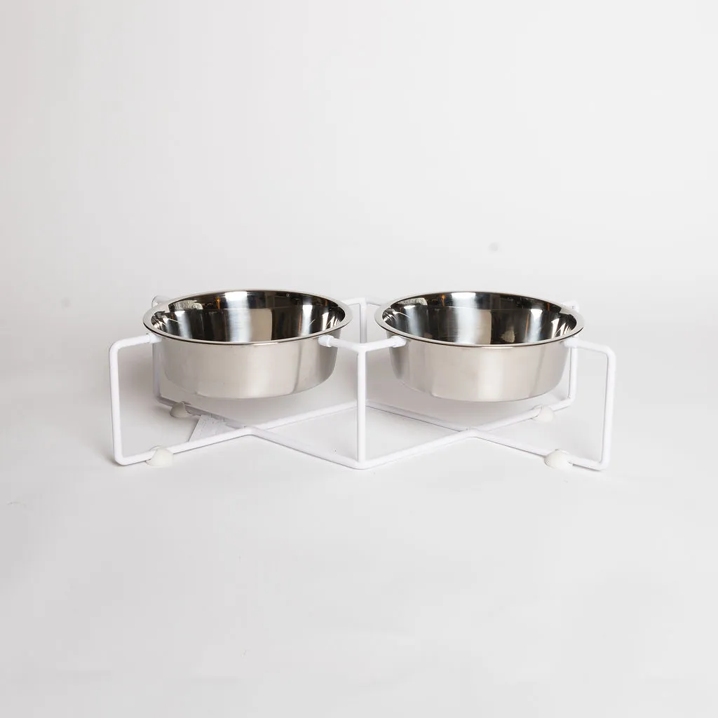 Number 8 Dog Feeder in White