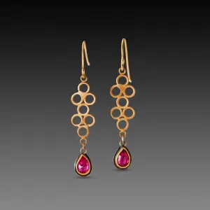 Open Filigree Earrings with Ruby Drops