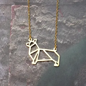 Origami Geometric Corgi Necklace