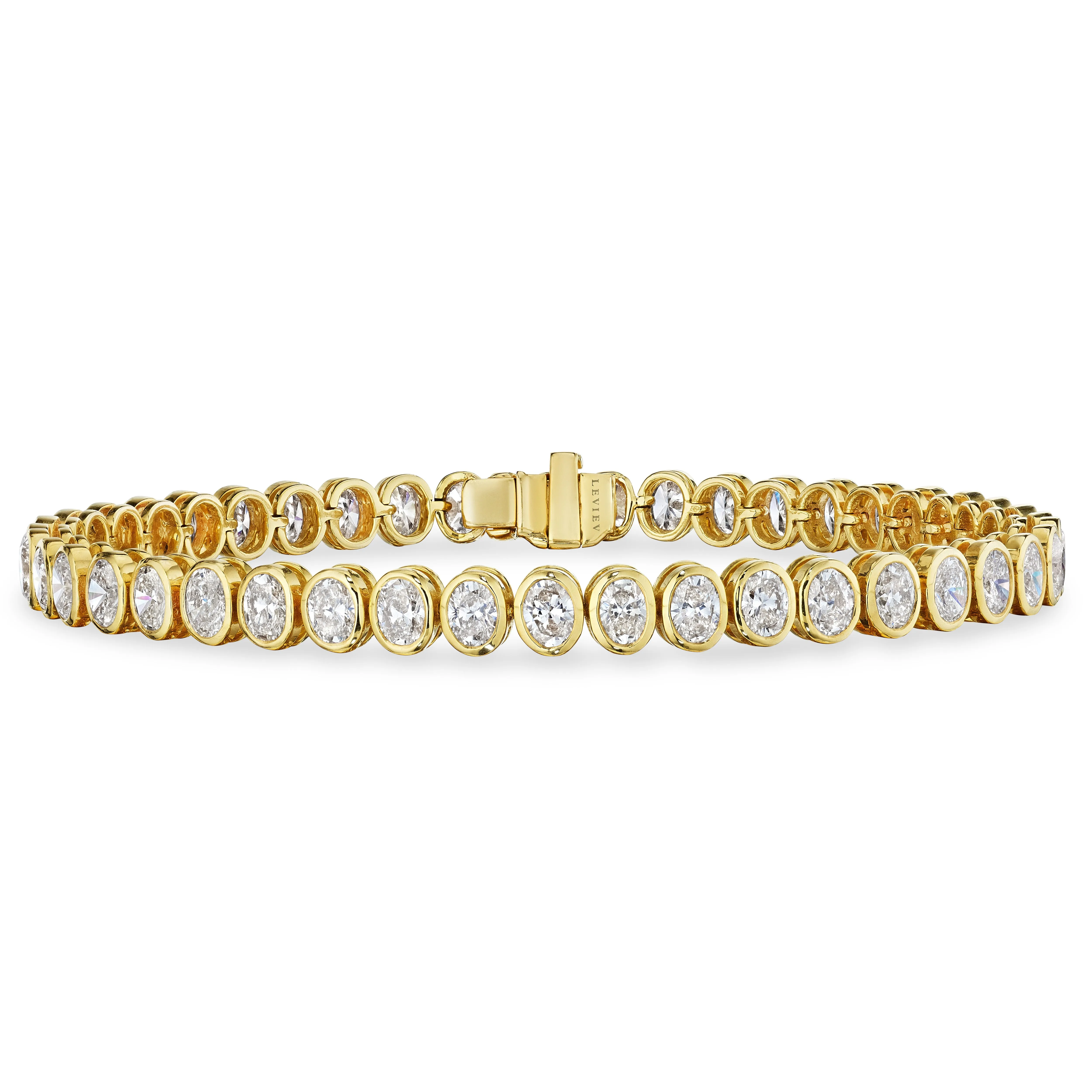 Oval Cut Yellow Gold Diamond Bracelet, 6 CT