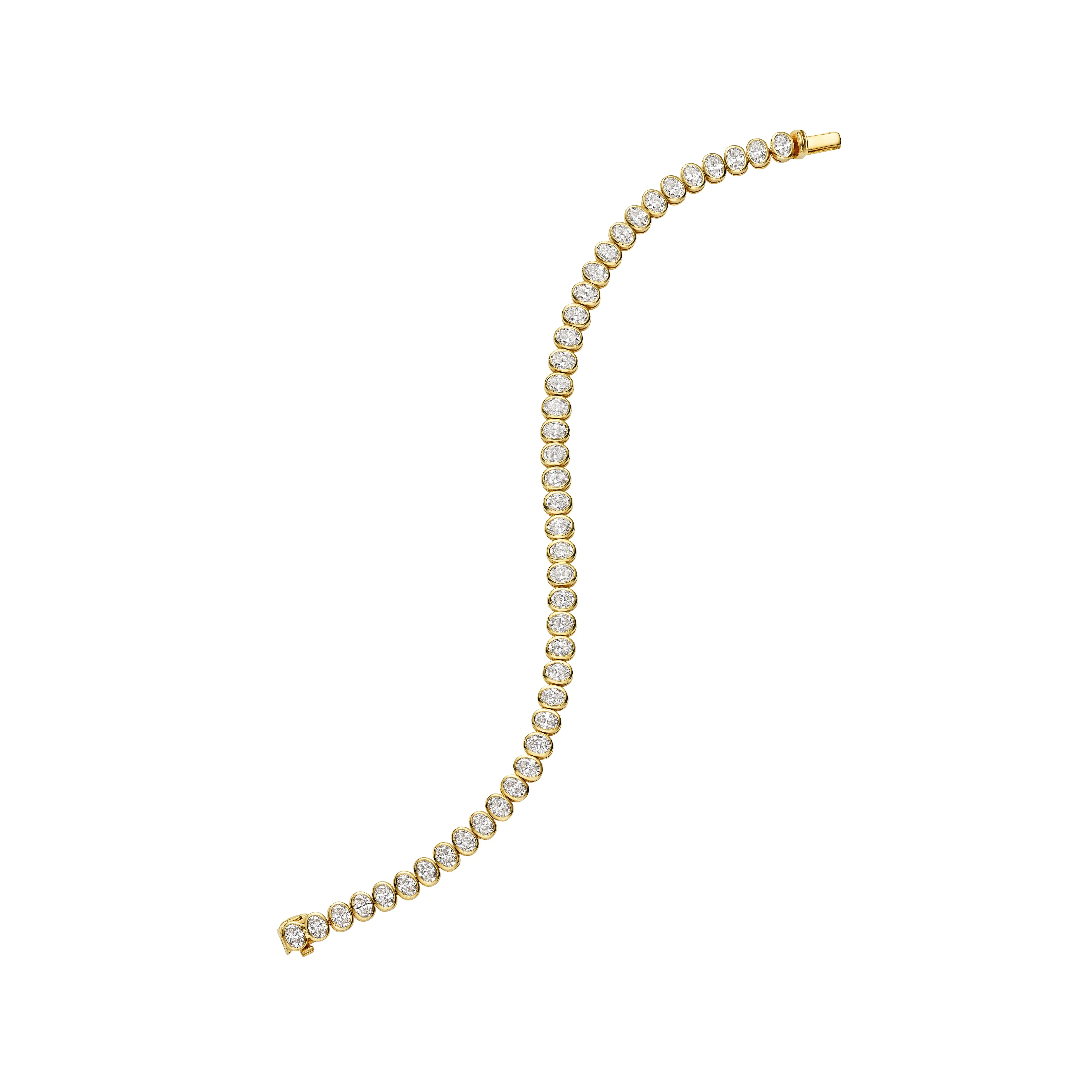 Oval Cut Yellow Gold Diamond Bracelet, 6 CT