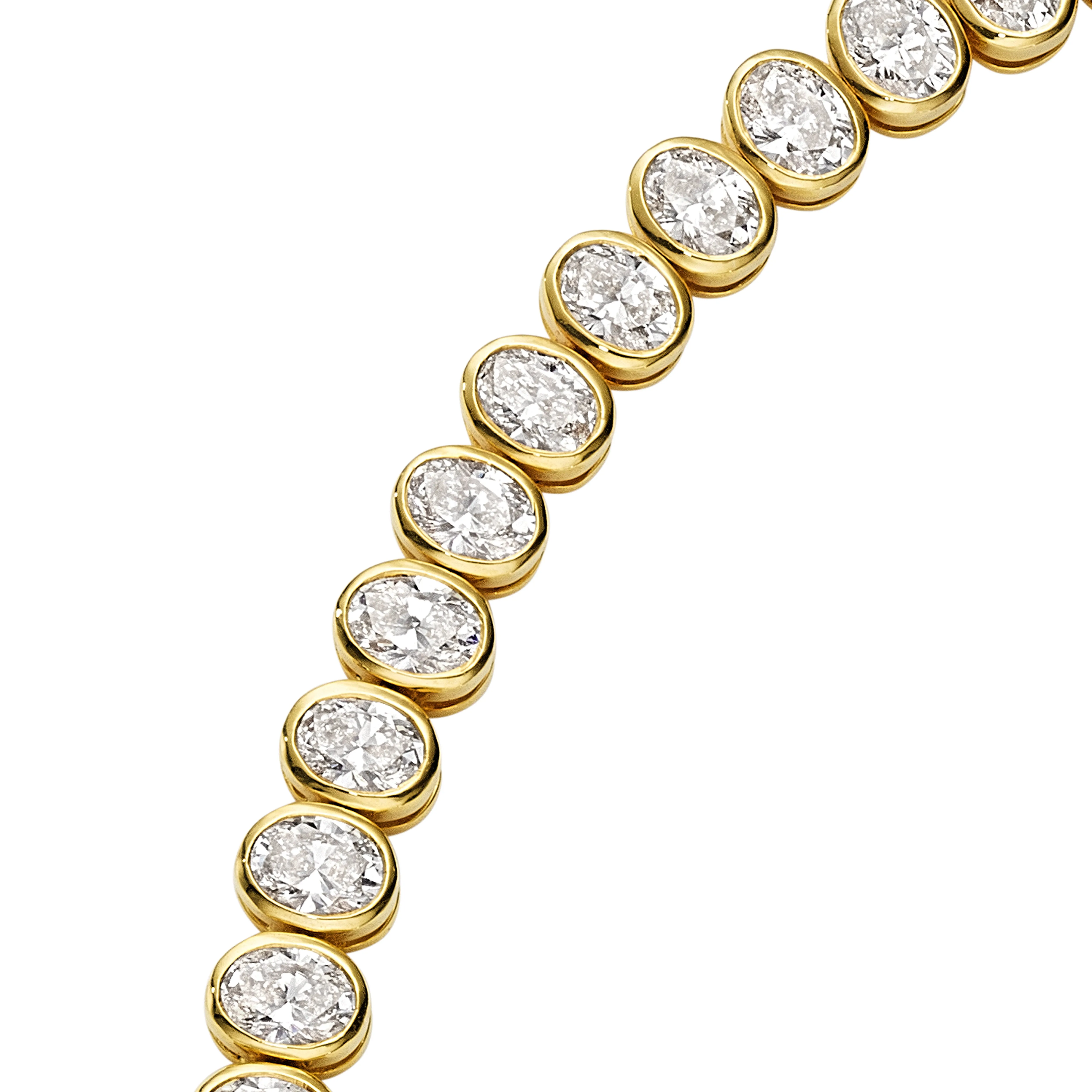 Oval Cut Yellow Gold Diamond Bracelet, 6 CT