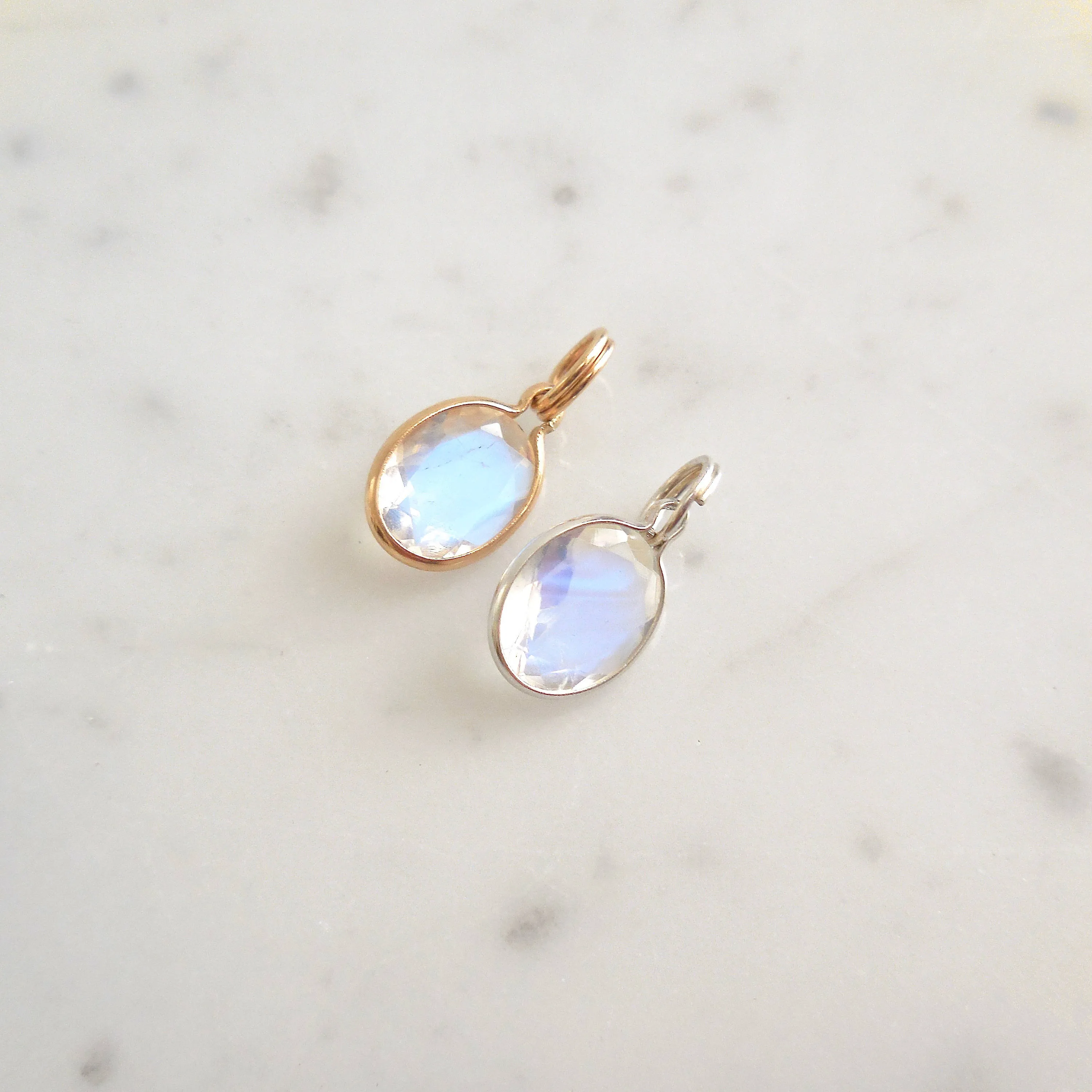 Oval Moonstone Bezel Pendant - Rainbow Moonstone Gold Pendant - Moonstone Gold Necklace