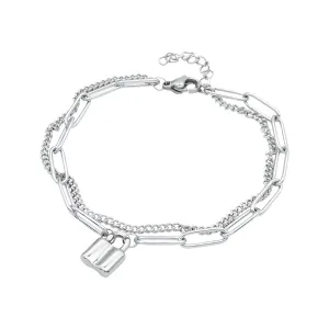 Padlock Mixed Chain Bracelet silver