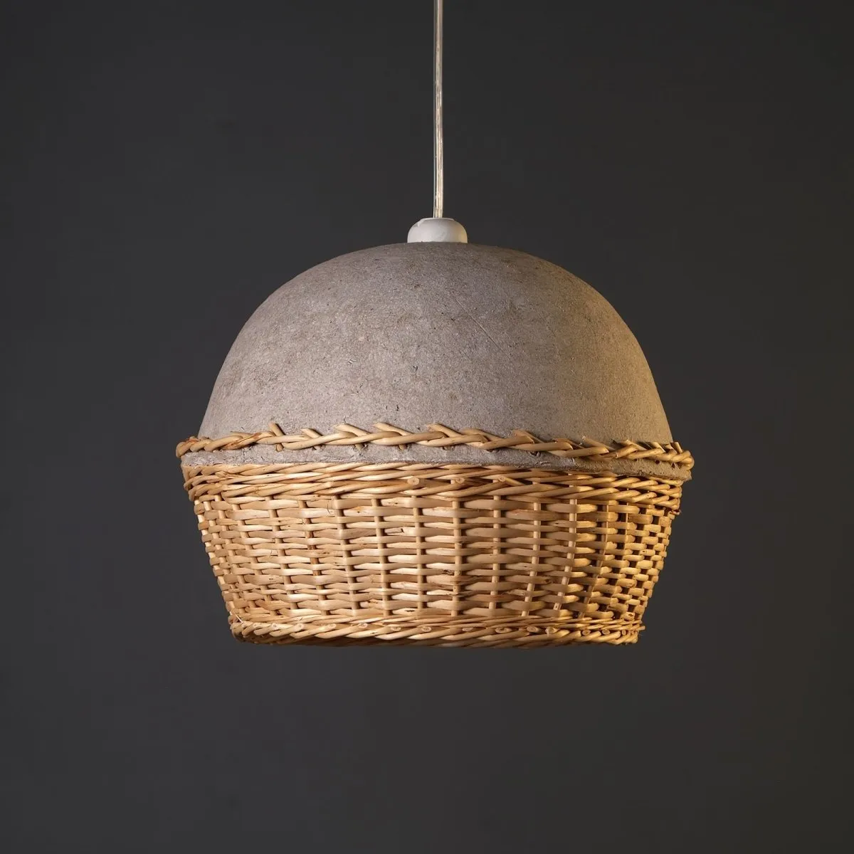 Papier Mache & Wicker Lamp From Kashmir