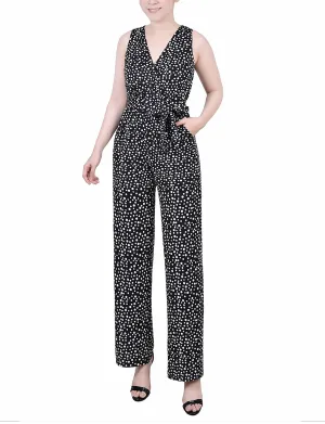 Petite Sleeveless Belted Jumpsuit