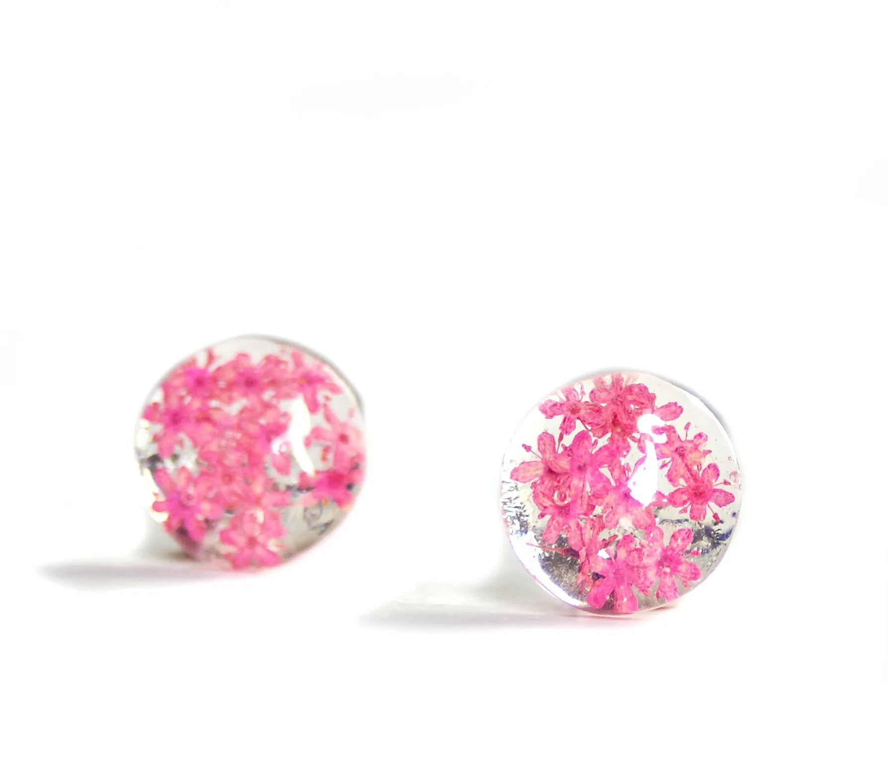 Pink Flower Resin Earrings